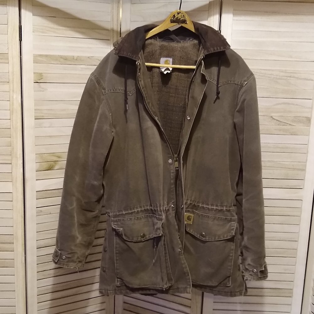 Mens Large Vintage Carhartt Ranch Coat Brown. Blanket lined. Warm!